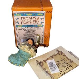 Friends of The Feather Paws to Enjoy the Season - Girl with Puppies in Stocking